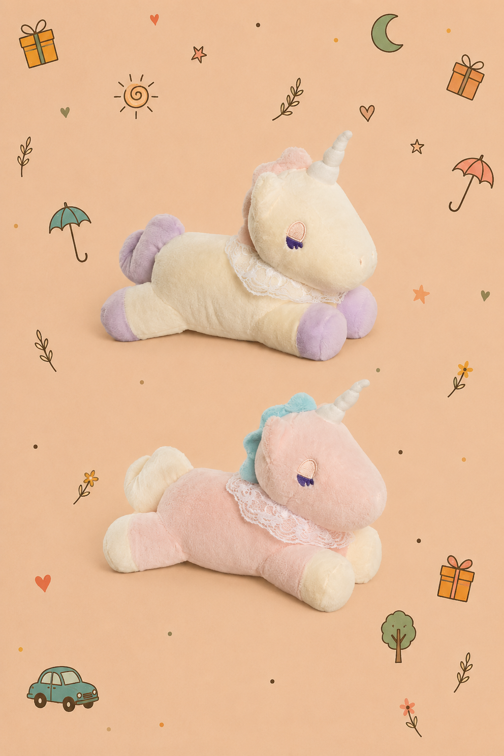 Kit Unicórnio Peluche + Estojo Duplo TOTTO | Presente Infantil | Disponível em 2 cores