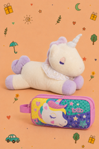Kit Unicórnio Peluche + Estojo Duplo TOTTO | Presente Infantil | Disponível em 2 cores