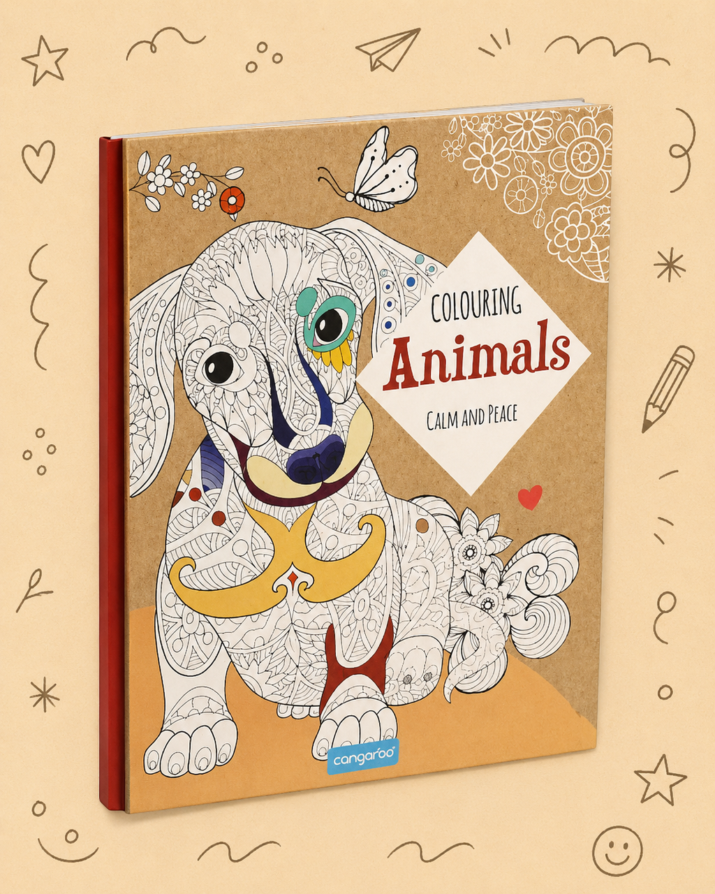 Kit Criativo "Calm and Peace – Colouring Animals" + Estojo TOTTO | Bloco de Desenho | Lápis de Cor FABER-CATELL | Acessórios para desenhar