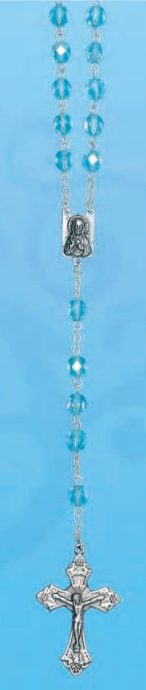 Terço em Cristal Azul | Feito à Mão | Terço Católico Elegante