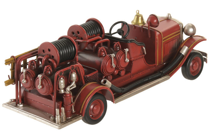 Carro de Bombeiros Vintage em Metal | Decoração Retro e Colecionável