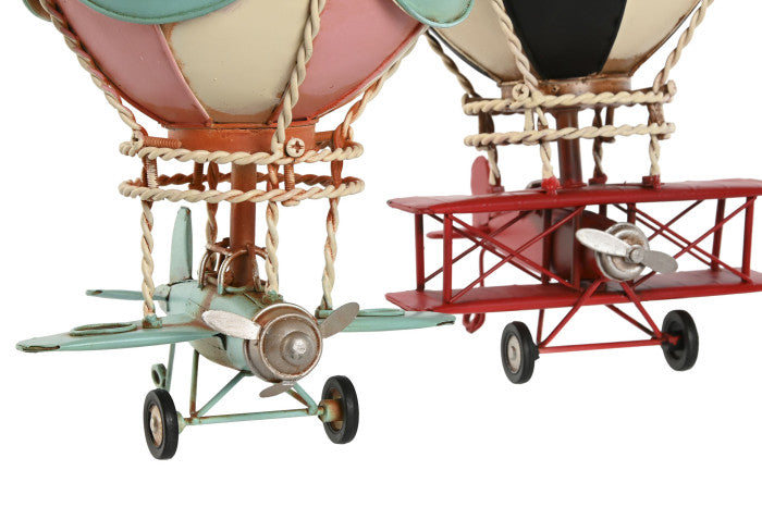 Balão de Ar Quente e Avião Suspenso em Metal | Decoração Vintage | Disponível em 2 modelos