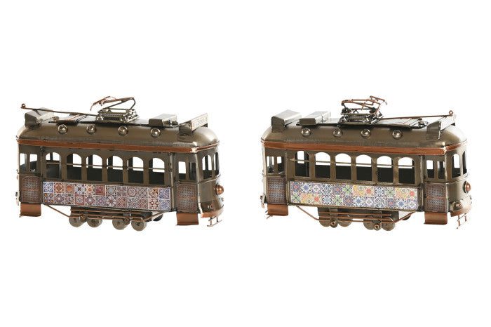 Elétrico de Lisboa Vintage em Metal | Decoração com Azulejos Portugueses