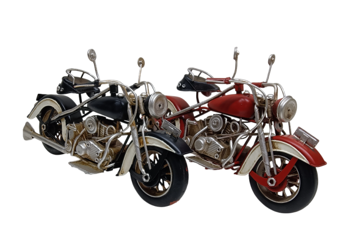 Mota Vintage Estilo Harley em Metal | Decoração Retro Motard | Disponível em 2 Cores