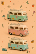 Carrinha Hippie Pão de Forma com Flores | Decoração Vintage em Metal | Disponível em 3 Cores