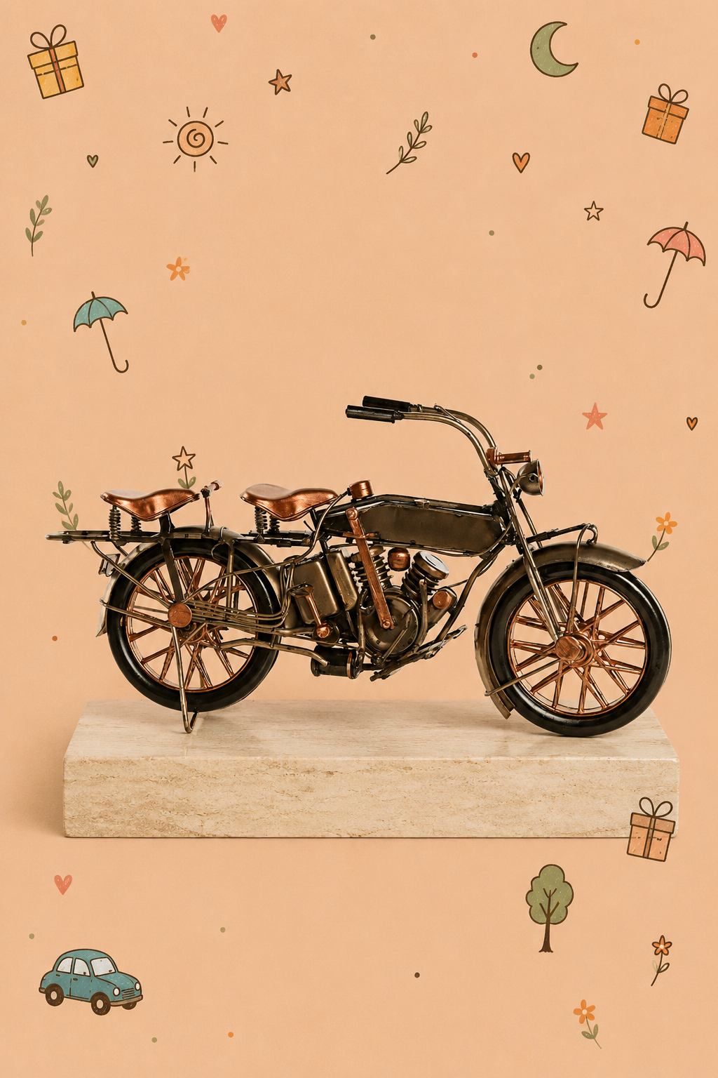 Mota Vintage em Metal com Detalhes Acobreados | Decoração Industrial