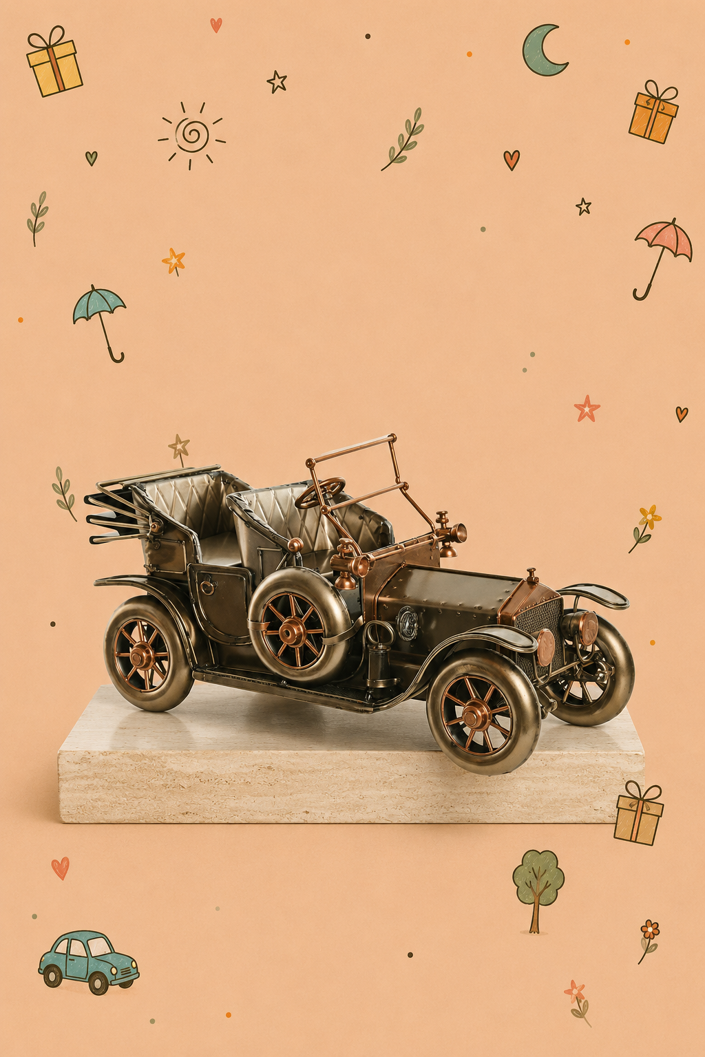 Carro Clássico Anos 20 em Metal | Decoração Vintage Retro